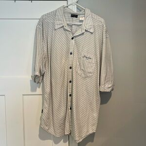 White and Blue button down Sean John short slee shirt
